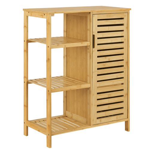 Armário de casa de banho Vetlanda 3 estantes 1 porta Bambu 87x66x33 cm - Natural en.casa