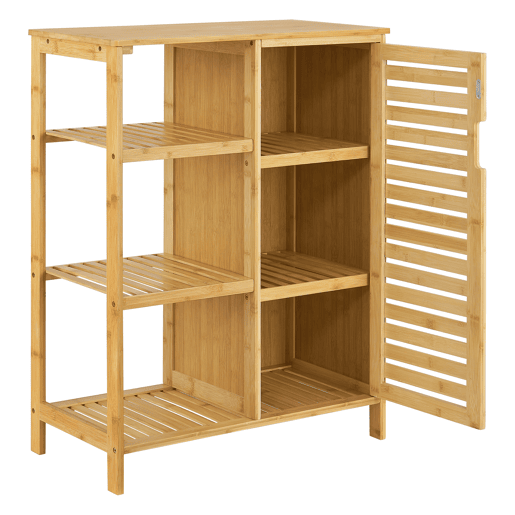 Armário de casa de banho Vetlanda 3 estantes 1 porta Bambu 87x66x33 cm - Natural en.casa