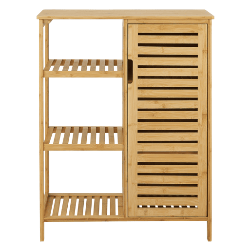Armário de casa de banho Vetlanda 3 estantes 1 porta Bambu 87x66x33 cm - Natural en.casa