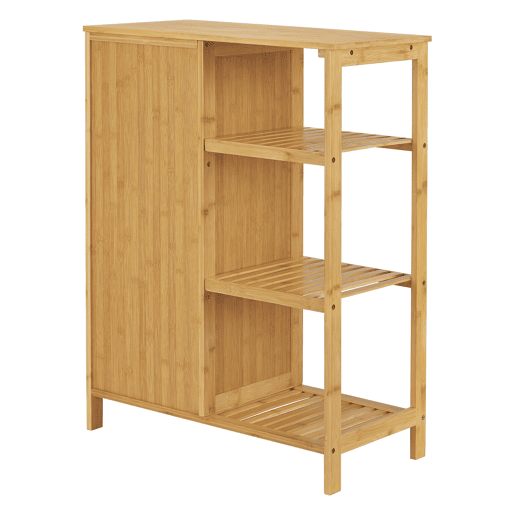 Armário de casa de banho Vetlanda 3 estantes 1 porta Bambu 87x66x33 cm - Natural en.casa