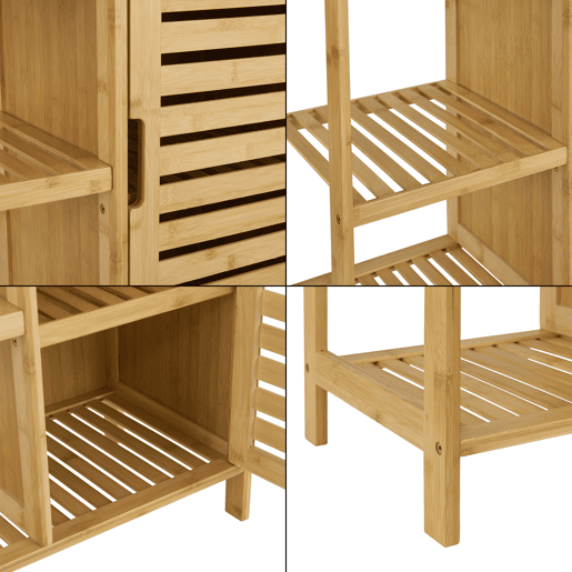 Armário de casa de banho Vetlanda 3 estantes 1 porta Bambu 87x66x33 cm - Natural en.casa