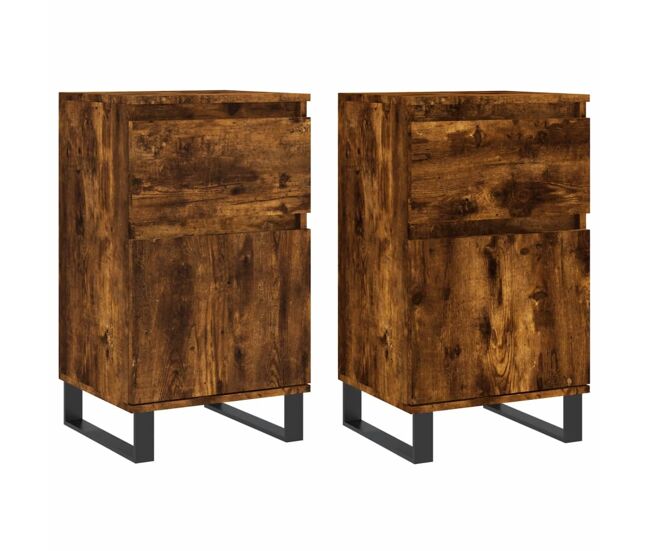 Vidaxl aparadores 2 uds madera de ingeniería roble ahumado 40x35x70 cm