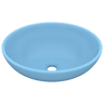 Lavatório - Lavabo - Pia de banheiro luxuoso formato oval 40x33cm cerâmica azul-claro mate