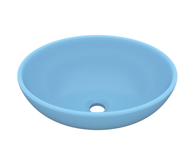 Lavabo - lavamanos de lujo ovalado cerámica azul claro mate 40x33 cm