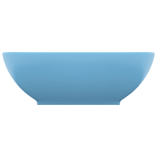 Lavatório - Lavabo - Pia de banheiro luxuoso formato oval 40x33cm cerâmica azul-claro mate