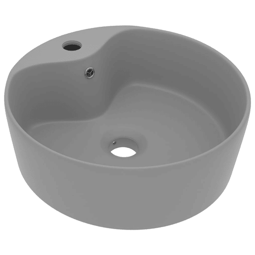 Lavatório - Lavabo - Pia de banheiro com extravasamento 36x13 cm cerâmica cinza-claro mate