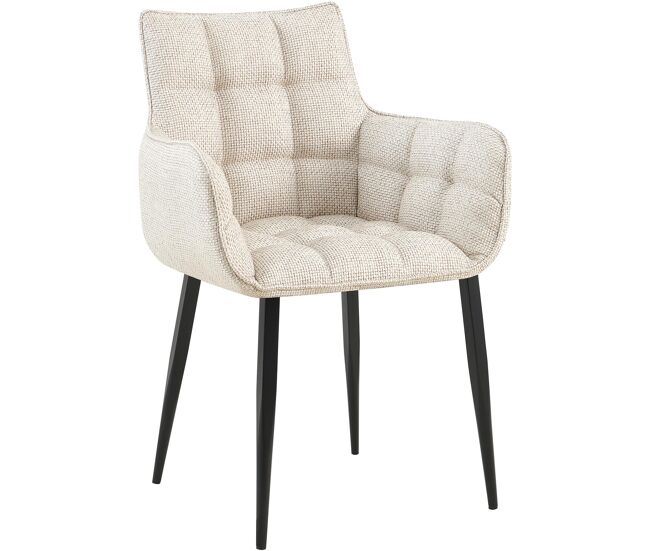Silla de comedor Tirana de tela Marfil 59X62X87 cm
