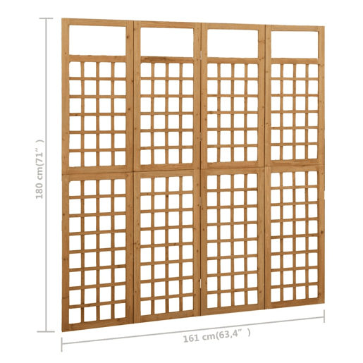 Biombo - Separador de Ambientes - Divisória 4 painéis madeira de abeto maciça 161x180 cm