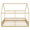 Cabana-cama em madeira de pinho 2x90x200cm - com teto e estrado - Natural