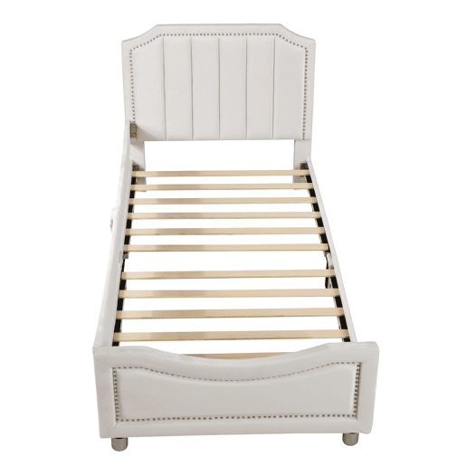 Cama individual para crianças 90x200cm - sofá-cama de veludo - Bege