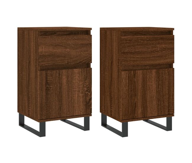 Vidaxl aparadores 2 uds madera de ingeniería marrón roble 40x35x70 cm