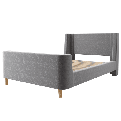 Cama de criança 90x200 cm estofada em veludo cinzento (colchão não incluído)
