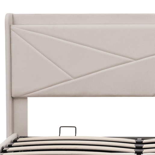 Cama de casal de linho 140x200cm com armazenamento,bege