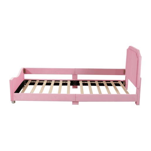 Cama individual 90x200cm para crianças - sofá-cama de veludo - Rosa