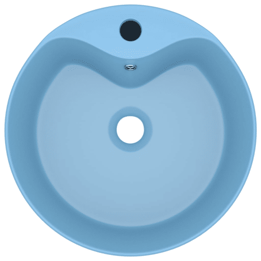Lavatório - Lavabo - Pia de banheiro com extravasamento 36x13 cm cerâmica azul-claro mate