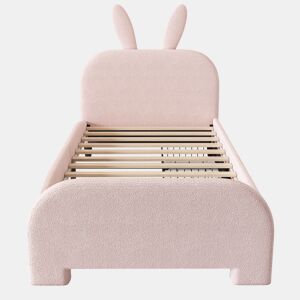 Cama de criança 90x200 cm com 2 gavetas - cabeceira em forma de coelho - Rosa