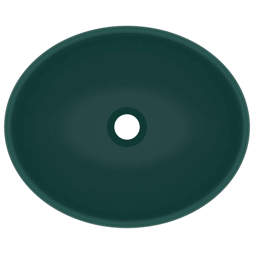 Lavatório - Lavabo - Pia de banheiro luxuoso oval 40x33cm cerâmica verde-escuro mate