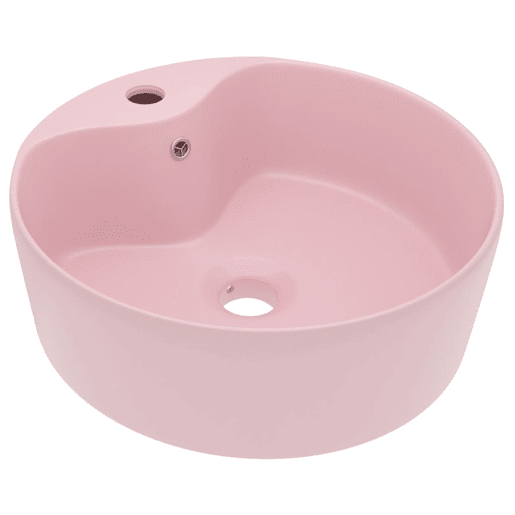 Lavatório - Lavabo - Pia de banheiro com extravasamento 36x13 cm cerâmica rosa mate