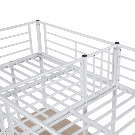 Cama em mezzanine - 2 camas 90x200 cm - 2 secretárias debaixo da cama - Branco