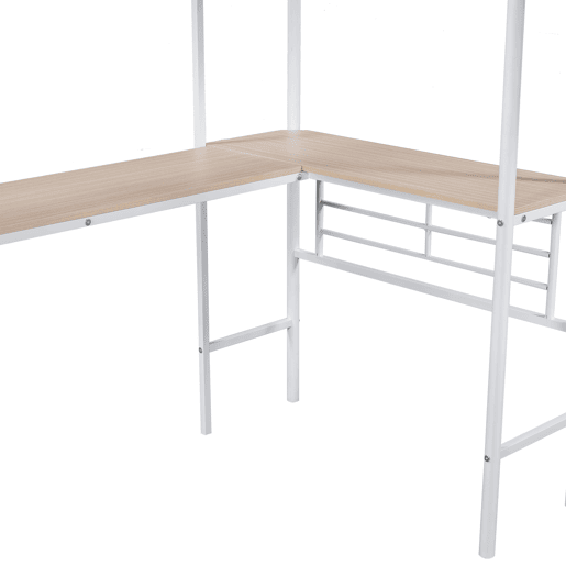 Cama em mezzanine - 2 camas 90x200 cm - 2 secretárias debaixo da cama - Branco