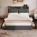 Cama de matrimonio de lino con 4 cajónes 164x204 Cama de matrimonio de lino con 4 cajónes 164x204 Beige