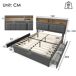 Cama de matrimonio de lino con 4 cajónes 164x204 Cama de matrimonio de lino con 4 cajónes 164x204 Beige
