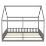Cabina-cama em madeira de pinho 2x90x200cm - com teto e estrado - Cinzento