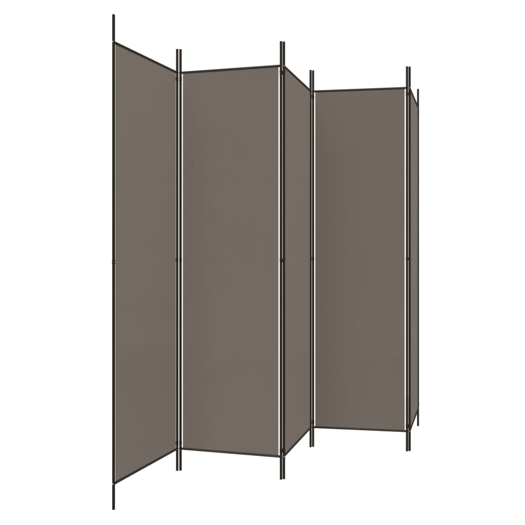 Biombo - separador divisor de 5 paneles de tela gris antracita 250x200 cm