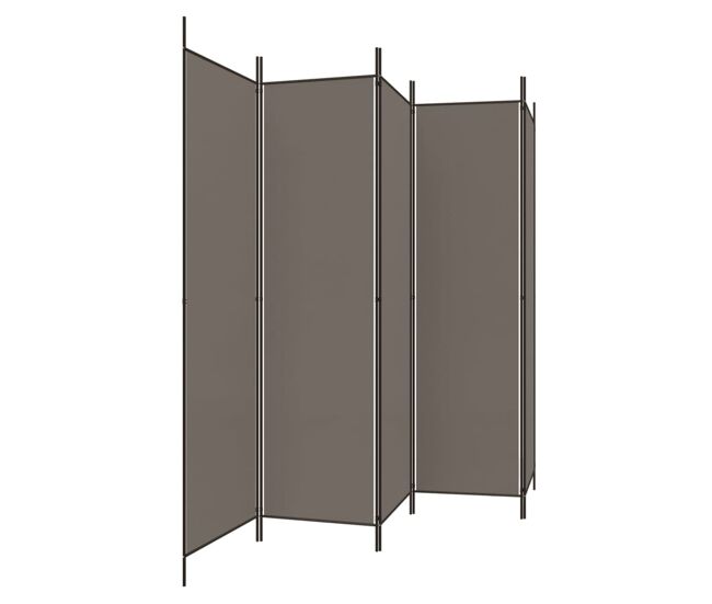 Biombo - separador divisor de 5 paneles de tela gris antracita 250x200 cm
