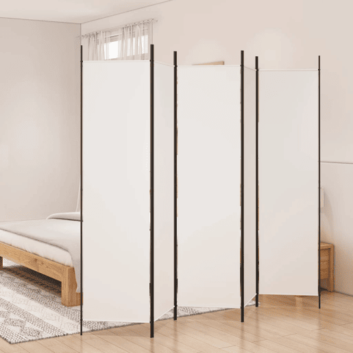 Biombo - Separador de Ambientes com 5 painéis 250x200 cm tecido branco Biombo - Separador de Ambientes com 5 painéis 250x200 cm tecido branco
