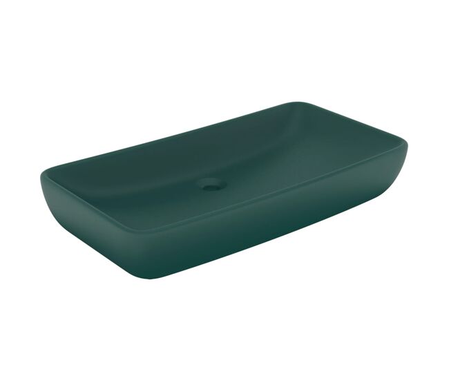 Lavabo - lavamanos rectangular de lujo cerámica verde oscuro mate 71x38cm