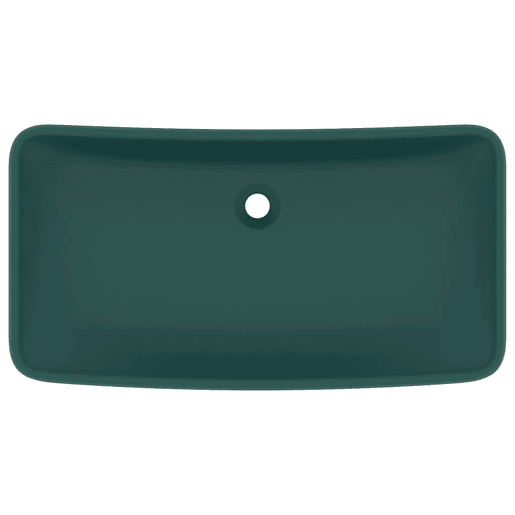 Lavatório - Lavabo - Pia de banheiro luxuoso retangular 71x38cm cerâmica verde-escuro mate Lavatório - Lavabo - Pia de banheiro luxuoso retangular 71x38cm cerâmica verde-escuro mate