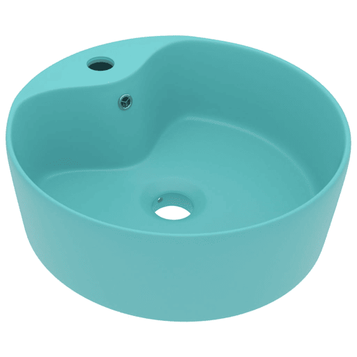 Lavatório - Lavabo - Pia de banheiro com extravasamento 36x13 cm cerâmica verde-claro mate