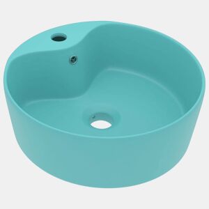 Lavatório - Lavabo - Pia de banheiro com extravasamento 36x13 cm cerâmica verde-claro mate