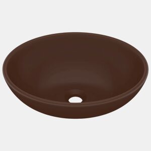 Lavatório - Lavabo - Pia de banheiro luxuoso oval 40x33cm cerâmica castanho-escuro mate
