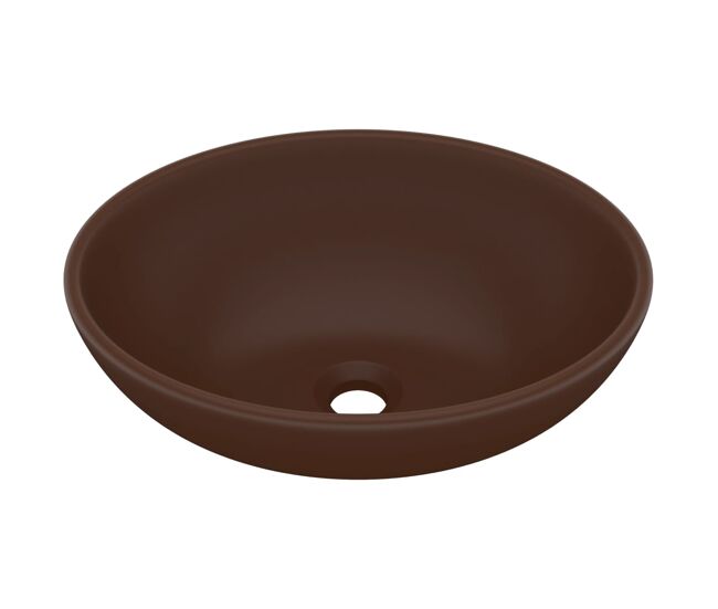 Lavabo - lavamanos de lujo ovalado cerámica marrón oscuro mate 40x33 cm