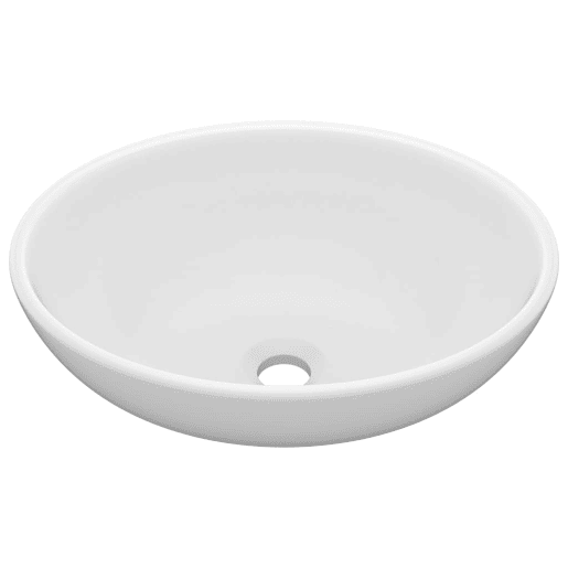 Lavatório - Lavabo - Pia de banheiro luxuoso formato oval 40x33 cm cerâmica branco mate