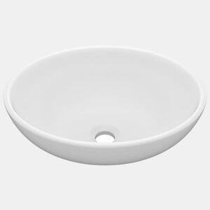 Lavatório - Lavabo - Pia de banheiro luxuoso formato oval 40x33 cm cerâmica branco mate