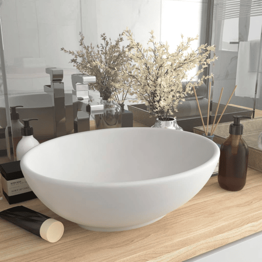 Lavatório - Lavabo - Pia de banheiro luxuoso formato oval 40x33 cm cerâmica branco mate
