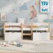 Cama alta para niños 97x198 Cama alta para niños 97x198 Natural/ Blanco