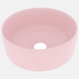 Lavatório - Lavabo - Pia de banheiro luxuoso redondo 40x15 cm cerâmica rosa mate