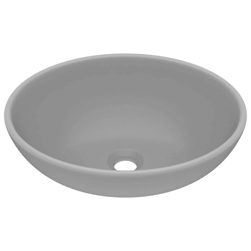 Lavatório - Lavabo - Pia de banheiro luxuoso oval 40x33cm cerâmica cinzento-claro mate