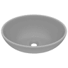 Lavatório - Lavabo - Pia de banheiro luxuoso oval 40x33cm cerâmica cinzento-claro mate