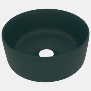 Lavatório - Lavabo - Pia de banheiro luxuoso redondo 40x15cm cerâmica verde-escuro mate