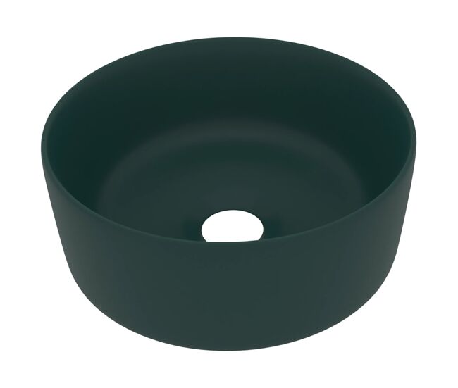 Lavabo - lavamanos de lujo redondo cerámica verde oscuro mate 40x15 cm
