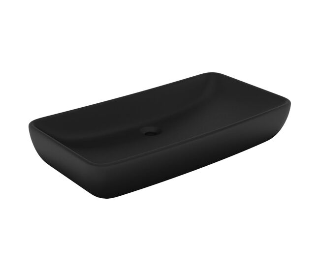 Lavabo - lavamanos de lujo de cerámica rectangular negro mate 71x38 cm