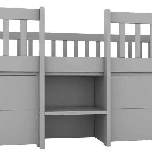 Cama de criança 90x200cm madeira maciça - com 4 gavetas - Cinzento (colchão não incluído)