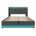 Cama de matrimonio de lino con almacenaje 154x220 Cama de matrimonio de lino con almacenaje 154x220 Gris
