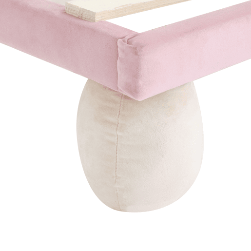 Cama de veludo para criança 90x200cm com LED - cabeceira em forma de concha - com estrado de molas - Rosa