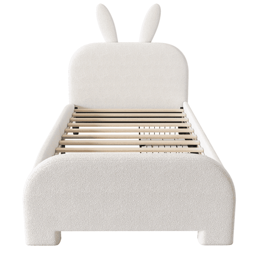 Cama de criança 90x200 cm com 2 gavetas - cabeceira em forma de coelho - Branco